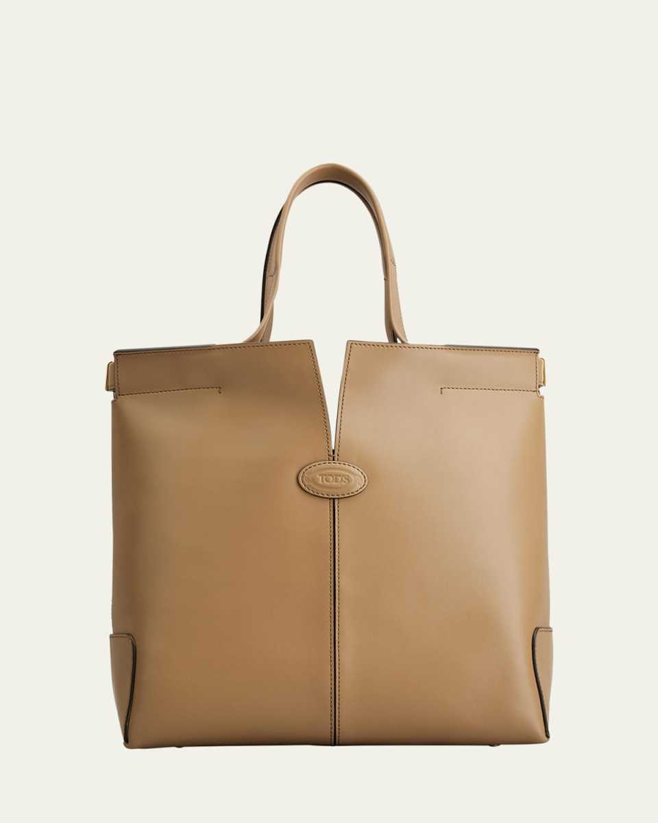 Small North-South Leather Tote Bag